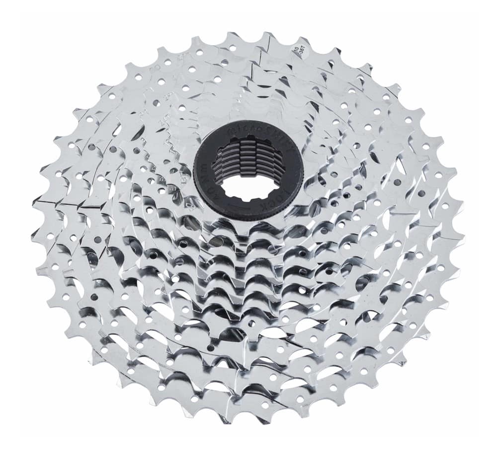 Kaseta MICROSHIFT R10/XLE 10.rzędowa, Stalowa, Kompatybilna z Shimano, 11-12-13-15-17-19-21-24-28-34, Chrom (DWZ)