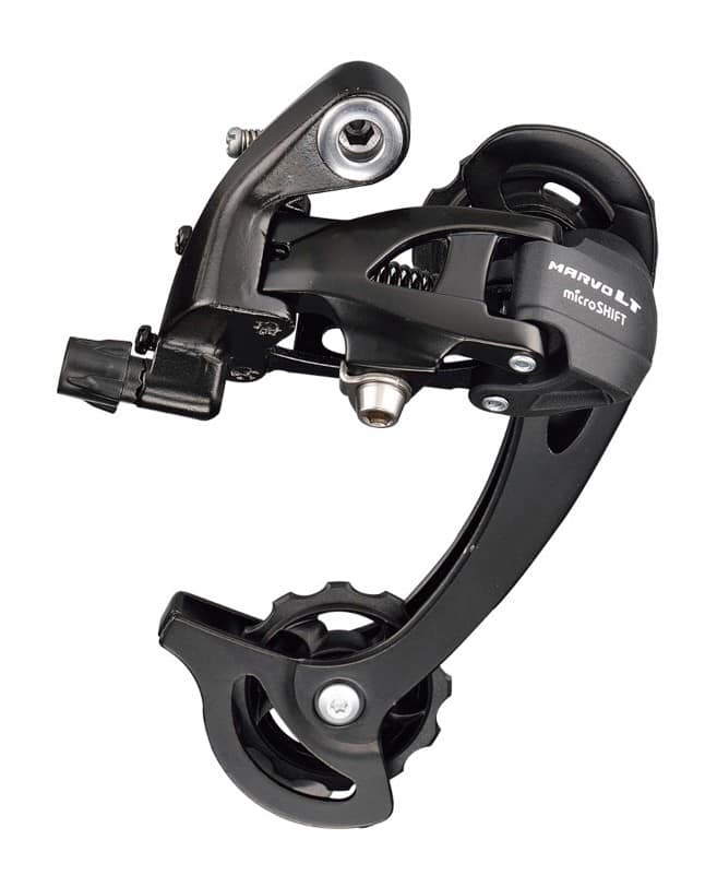 Przerzutka Tylna MICROSHIFT MARVO, 9.rzędowa(2/3x9), Kompatybilna z Shimano, Długi Wózek, Max. Tryb 28-36T, Pojemność 45T (NEW))