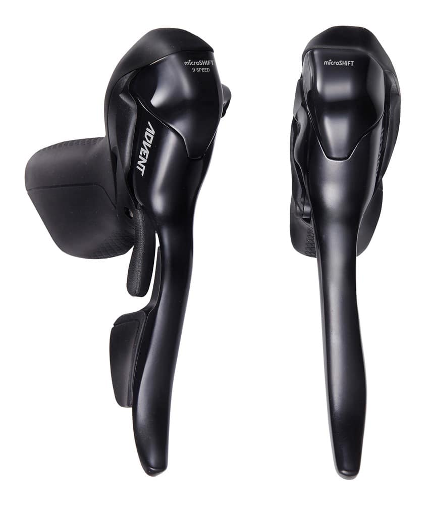 Klamkomanetki MICROSHIFT ADVENT, Para, 9.rzędowe, Niekompatybilne z Shimano, Dual Control, Lewa Klamka Tylko z Dźwignią Hamulca, Czarne (NEW)