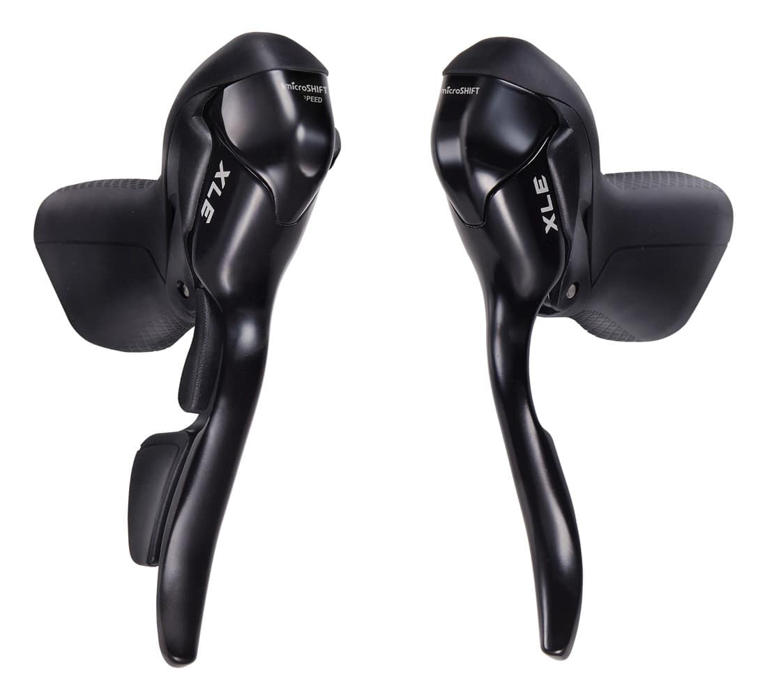 Klamkomanetki MICROSHIFT XLE, Para, 10.rzędowe, Kompatybilne z Shimano, Dual Control, Lewa Klamka Tylko z Dźwignią Hamulca, Czarne (DWZ)