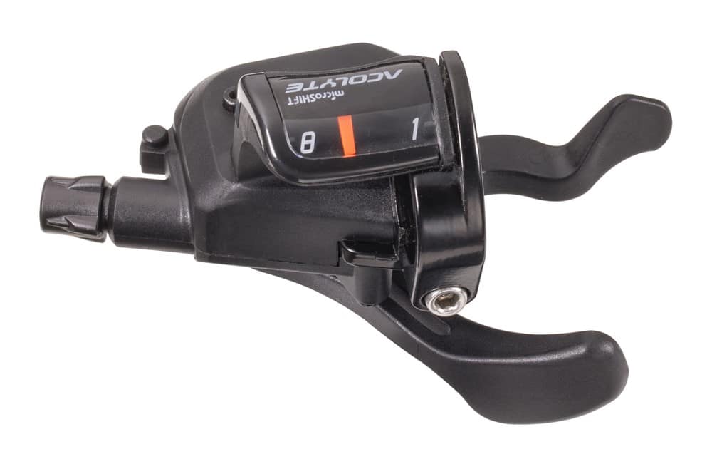 Manetka MICROSHIFT ACOLYTE, Prawa, 8.rzędowa, Nie kompatybilna z Shimano, Xpress Trigger, Optyczny Wskaźnik Przełożeń (NEW)