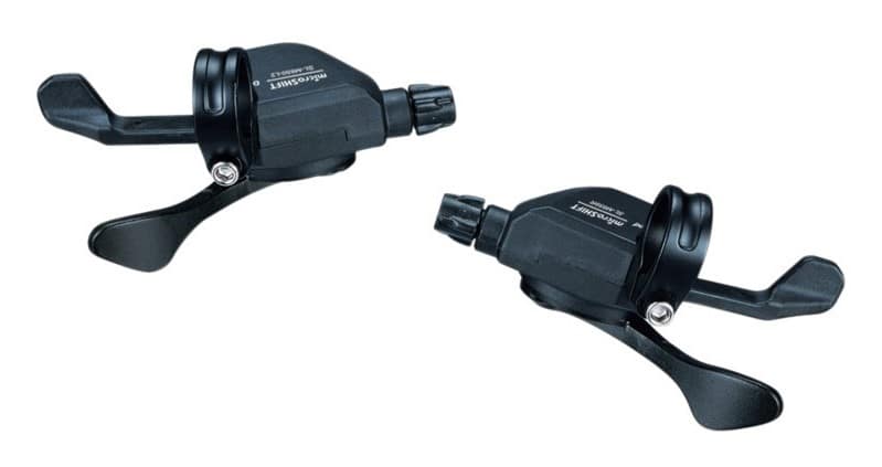 Manetki MICROSHIFT MARVO, Para, 9.rzędowe(2/3x9), Kompatybilne z Shimano, Xpress Trigger, Bez Wskaźnika Przełożeń (DWZ)