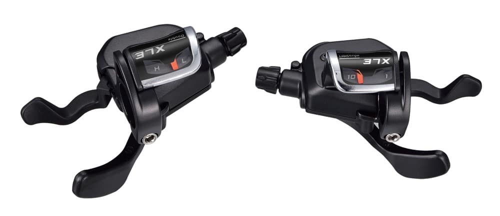 Manetki MICROSHIFT XLE, Para, 10.rzędowe(3x10), Kompatybilne z Shimano, Xpress Trigger, Optyczny Wskaźnik Przełożeń (DWZ)