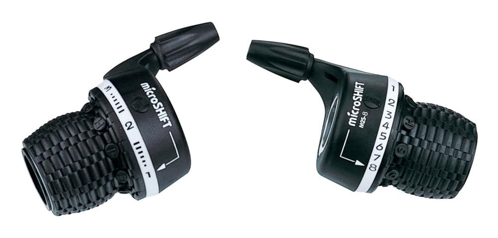 Manetki MICROSHIFT, Para, 8.rzędowe(3x8), Kompatybilne z Shimano, Twist Shifter, Indeksowanie (DWZ)