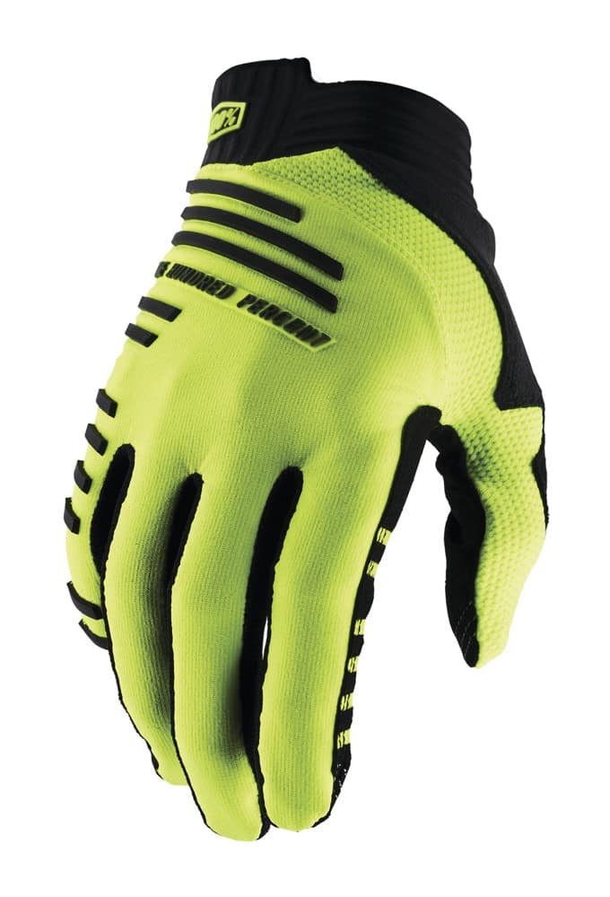 Pilnų pirštų pirštinės 100% R-CORE Gloves Fluo Yellow, dydis M (delno ilgis 187-193 mm)