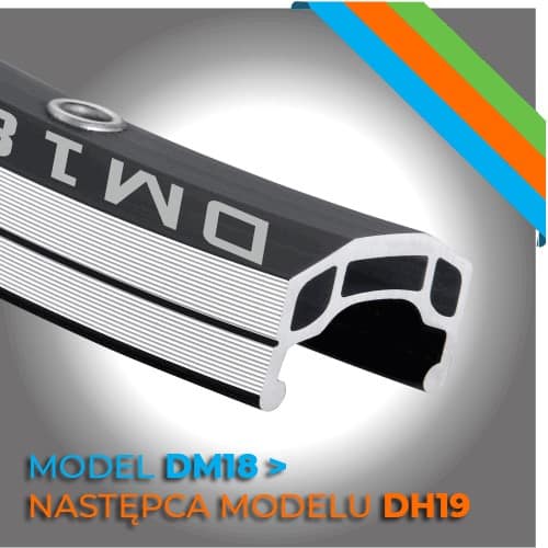 Obręcz mtb/trekking ALEXRIMS DM18, V-brake, Stożek 16mm, 29" 622-18, 36 Otworów, Czarna, Waga 600g (NEW)