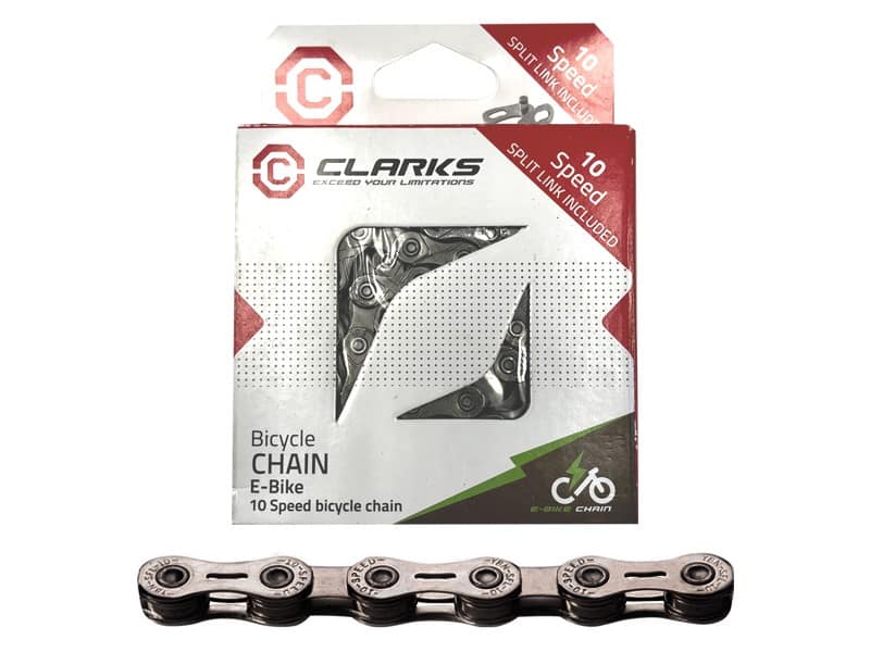 Łańcuch rowerowy e-bike CLARKS C10E, 10-rzędowy Niklowany, 138 ogniw + Spinka, Do rowerów elektrycznych (NEW)