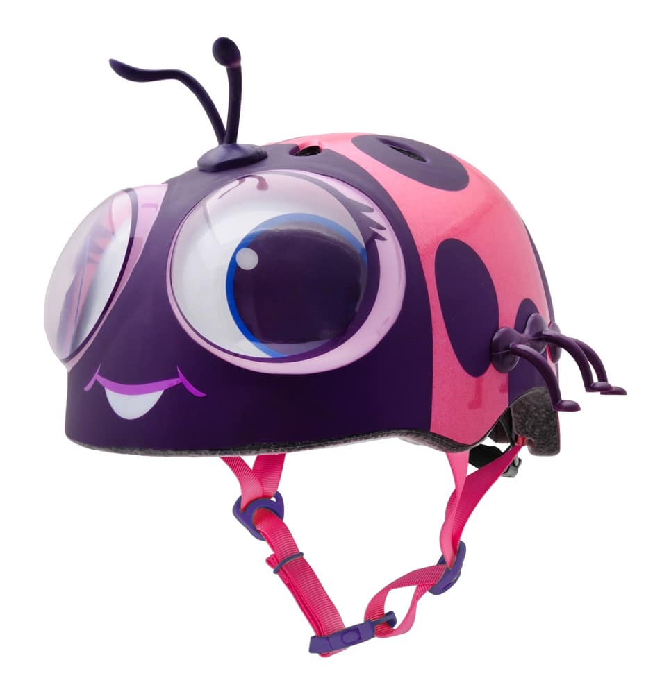 Vaikiškas ir jaunimo šalmas RASKULLZ GOOGLY LADY BUG rožinis, dydis XS, mažyliams nuo 3 metų, su pritaikymo sistema (48-52 cm)