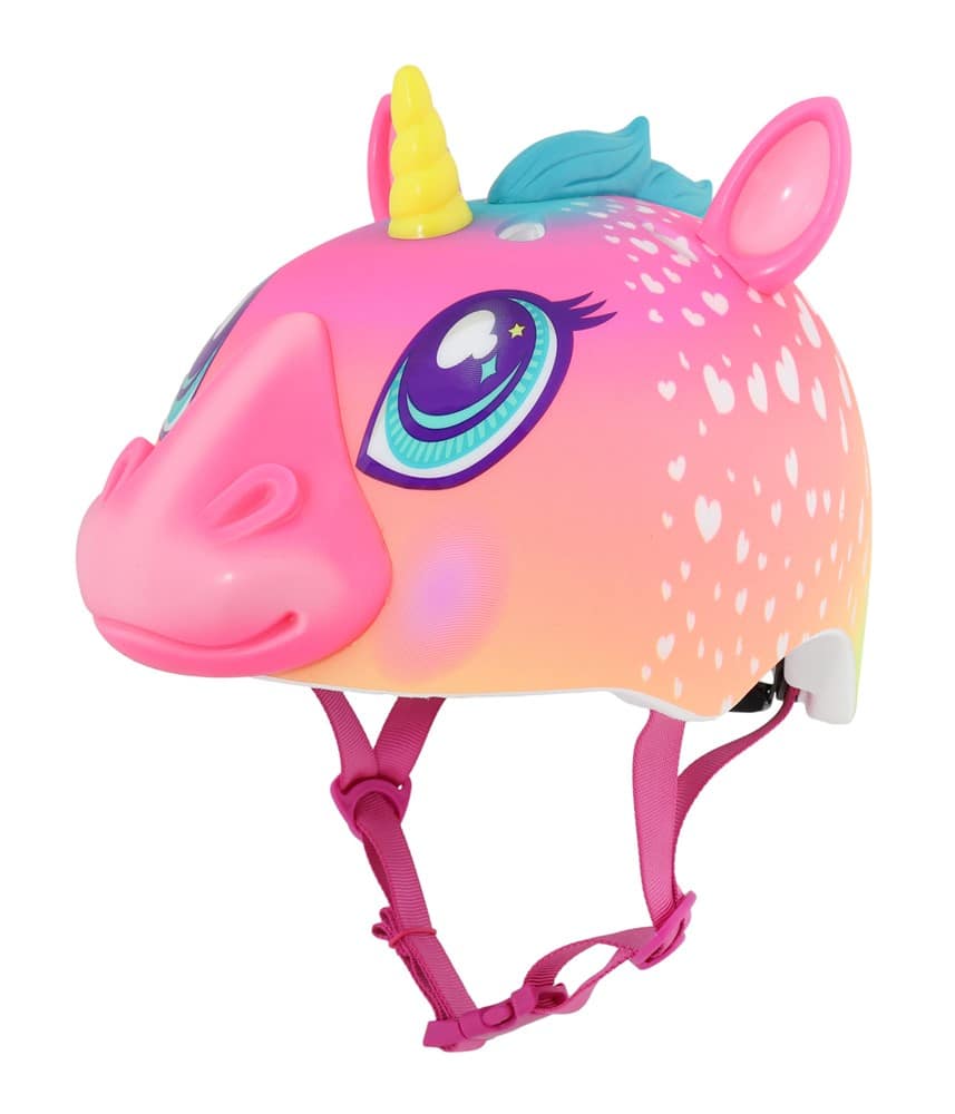 Vaikiškas ir jaunimo šalmas RASKULLZ SUPER RAINBOW CORN rožinis, dydis XS, mažyliams nuo 3 metų, su pritaikymo sistema (48-52 cm)