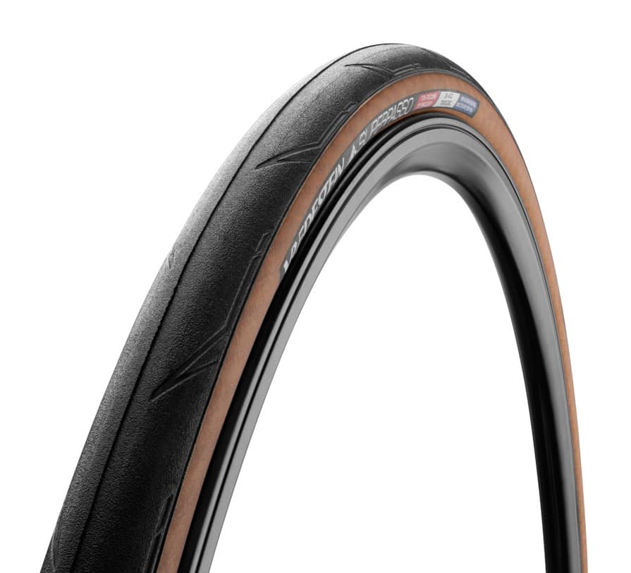 Opona szosowa VREDESTEIN Superpasso, 700x32C (32-622), Zwijana, TPI150, 350g, TLR, Czarna-Transparentna (DWZ)