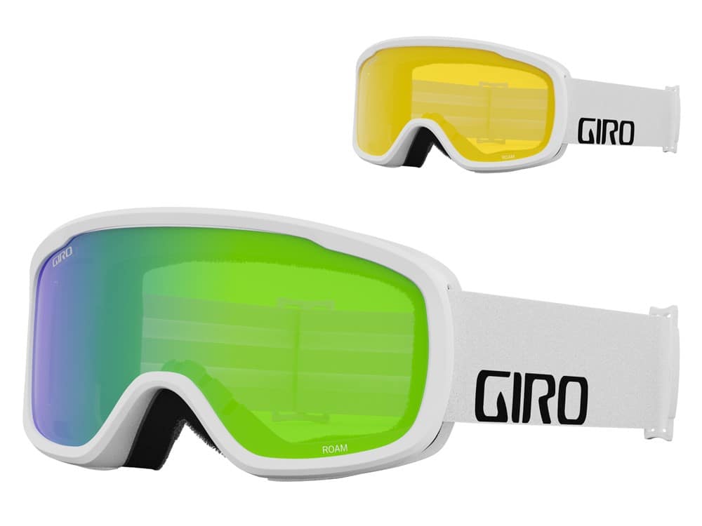 Gogle zimowe GIRO ROAM WHITE WORDMARK (OTG) (Cylindryczne) (szyba LODEN GREEN 26% S2 + YELLOW 77% S1) (NEW 2023/2024)