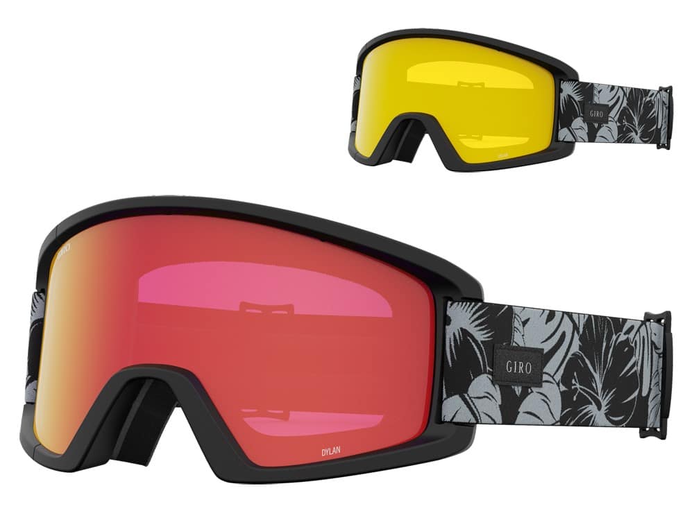 Gogle zimowe GIRO DYLAN BLACK & GREY BOTANICAL LX (Cylindryczne) (Szyba lustrzana kolorowa AMBER SCARLET 19-42% S2 + Szyba kolorowa YELLOW 84% S0) (NEW 2023/2024).