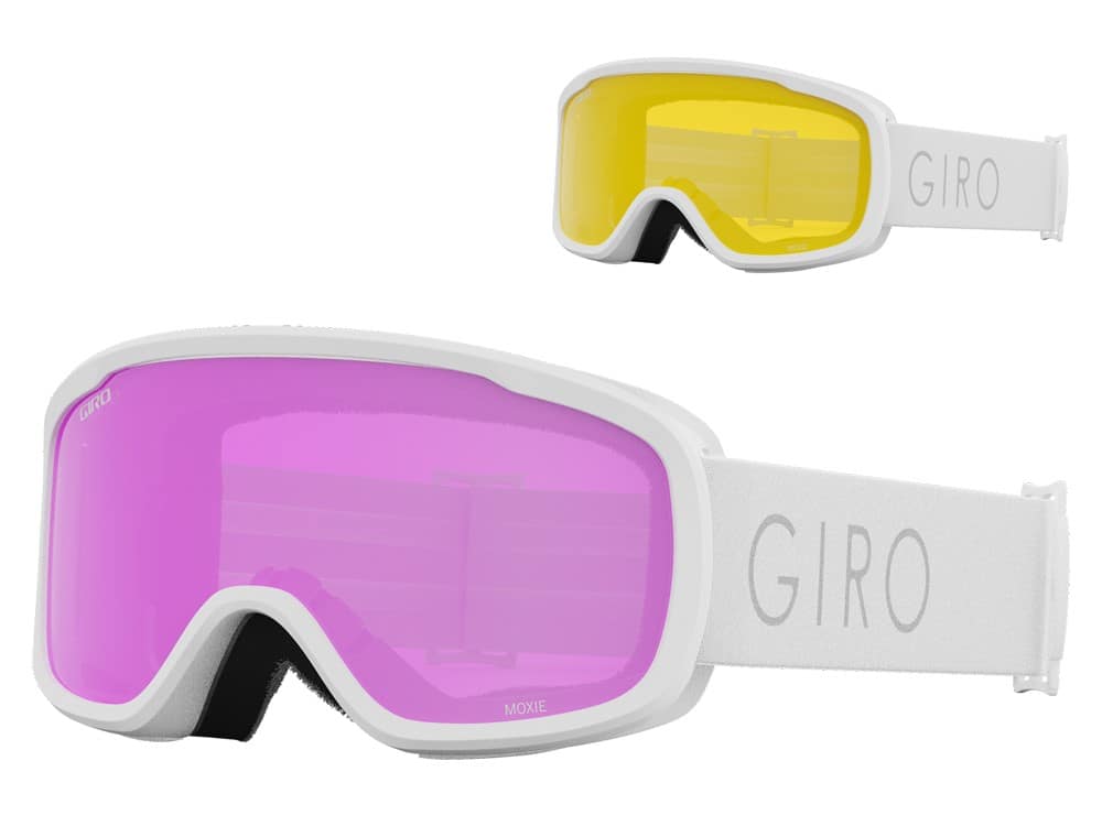 Gogle zimowe GIRO MOXIE WHITE CORE LIGHT (Cylindryczne) (szyba AMBER PINK 19-42% S2 + YELLOW 77% S1) (NEW 2023/2024).