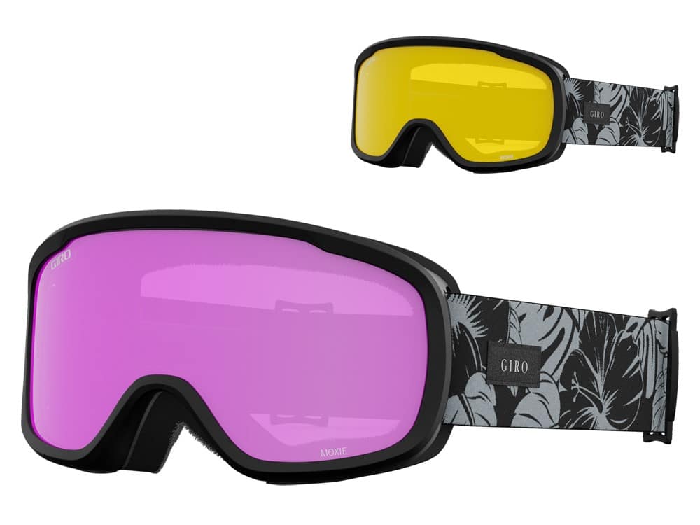 Gogle zimowe GIRO MOXIE BLACK & GREY BOTANICAL XL (Cylindryczne) (szyba AMBER PINK 19-42% S2 + YELLOW 77% S1) (NEW 2023/2024).