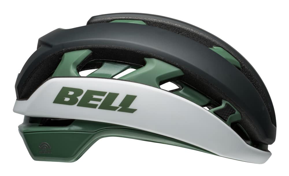 Gravel ir plento šalmas BELL XR SPHERICAL, matinis ir blizgus skarabėjo žalias bei baltas, dydis M (55–59 cm)