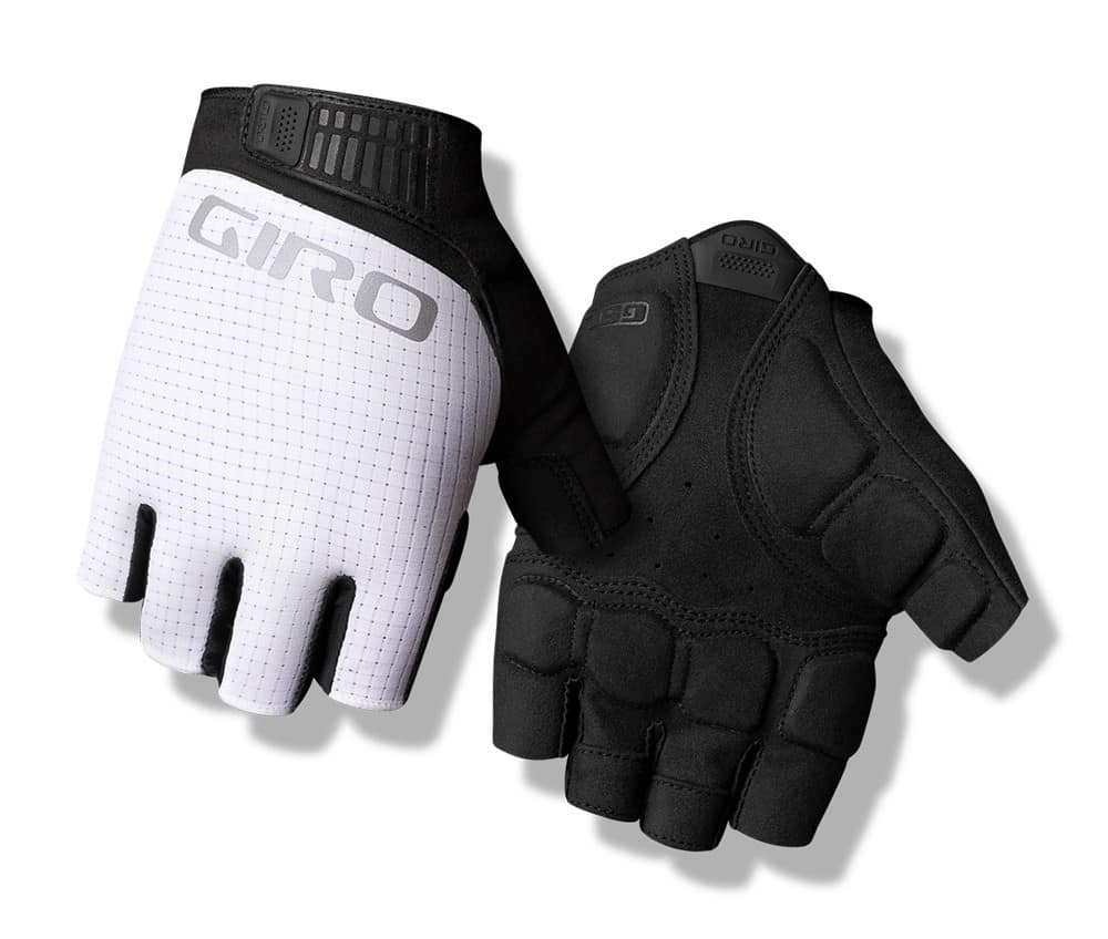 Vyriškos GIRO BRAVO II GEL dviratininko pirštinės trumpais pirštais, baltos, dydis XXL (delno apimtis nuo 267 mm / delno ilgis nuo 211 mm)