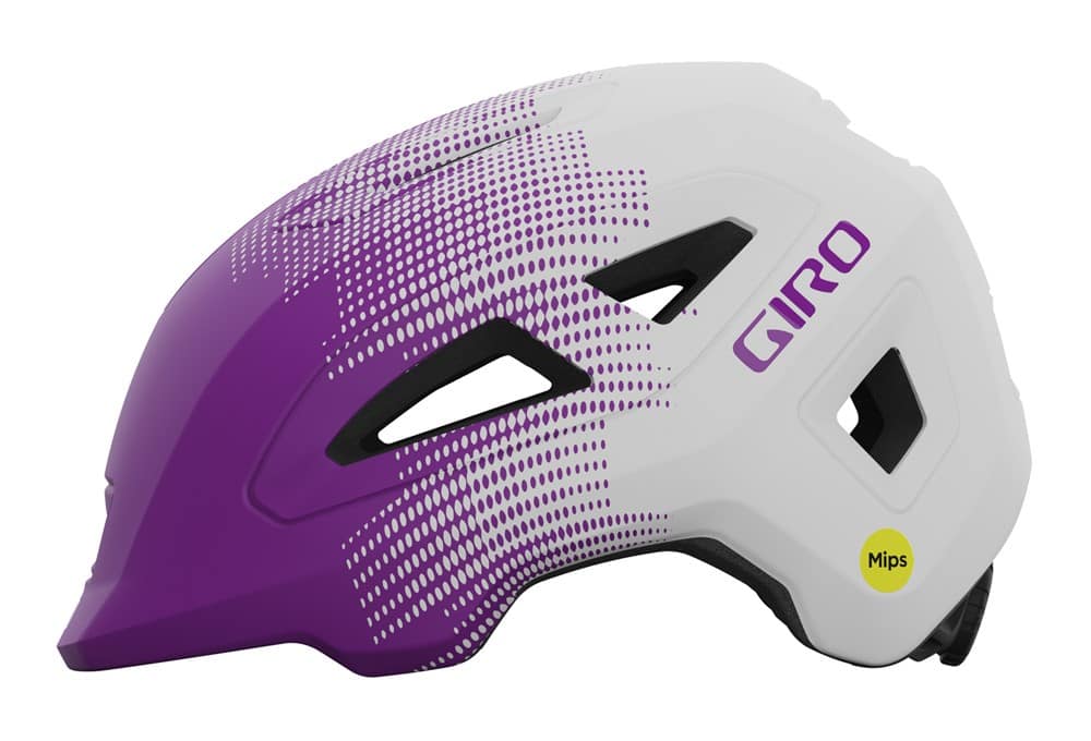 Vaikiškas šalmas GIRO SCAMP II MIPS matinis violetinis „Towers“, dydis XS (45-49 cm)