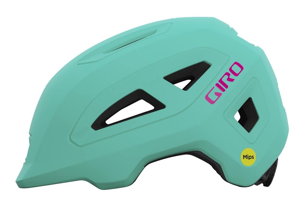 Vaikiškas šalmas GIRO SCAMP II matinis ryškiai žalsvai mėlynas ir ryškiai rožinis, dydis XS (45-49 cm)