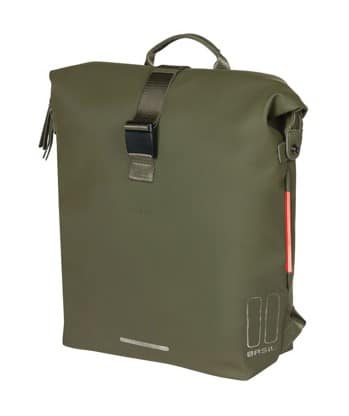 Plecak/Sakwa BASIL SOHO BACKPACK NORDLICHT17L, mocowanie na haki Hook-On System, wodoodporny poliester, oświetlenie, moss green (NEW)