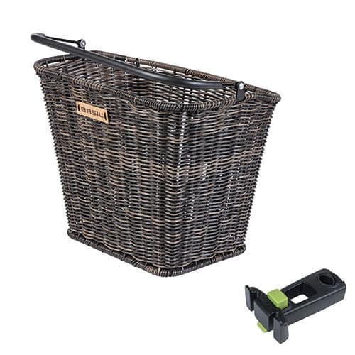 Kosz na kierownicę BASIL BREMEN RATAN LOOK FRONT BASKET, KF A-Head Stem Holder, wspornik 22.4-28.6mm seagrass (WYPRZEDAŻ -50%)