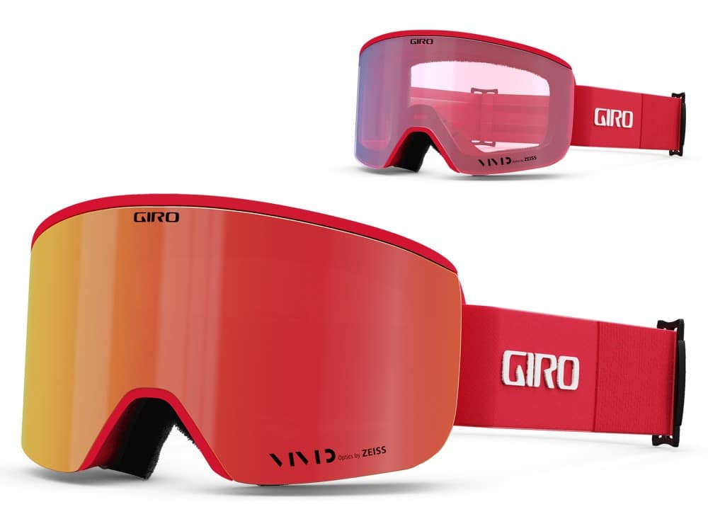 Gogle zimowe GIRO AXIS RED BLACK THIRDS (OTG) (Cylindryczne) (Szyba lustrzana kolorowa VIVID-Carl Zeiss VIVID EMBER 19-42% S2 + Szyba lustrzana kolorowa VIVID-Carl Zeiss INFRARED 58% S1) (NEW 2024/2025)