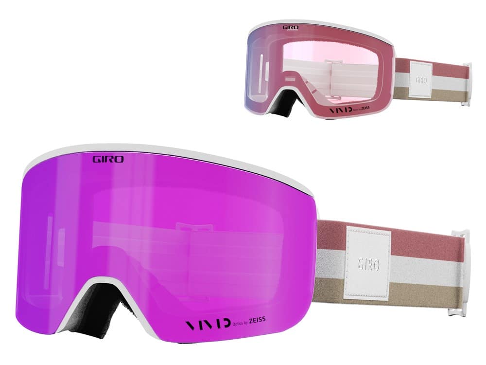 Gogle zimowe GIRO ELLA WHITE LX STRIPE (Cylindryczne) (szyba VIVID PINK 00% S2 + VIVID INFRARED 62% S1) (NEW 2024/2025).