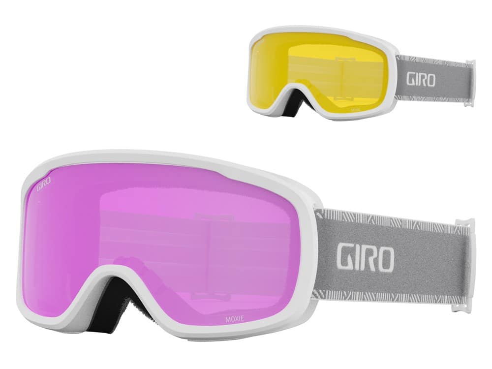 Gogle zimowe GIRO MOXIE WHITE GREY CHUTE (Cylindryczne) (szyba AMBER PINK 19-42% S2 + YELLOW 77% S1) (NEW 2024/2025).