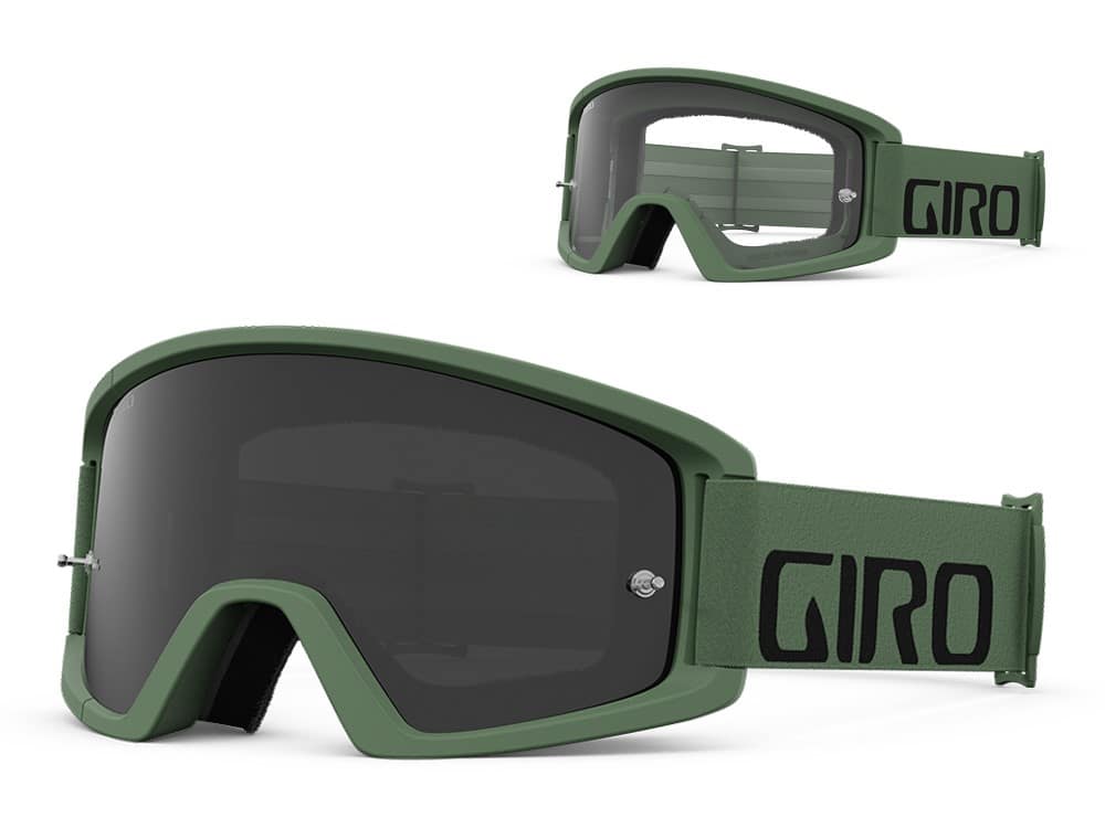 Gogle GIRO TAZZ MTB hedge green (Szyba kolorowa SMOKE S2 + Szyba przeźroczysta 99% S0) mocowanie pod zrywki (NEW)
