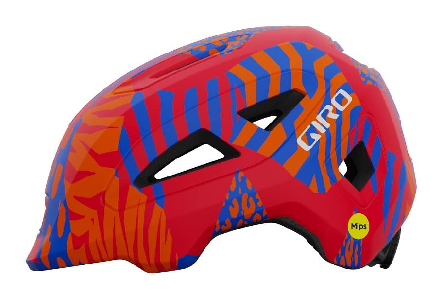 Vaikiškas šalmas GIRO SCAMP II matinis raudonas su gyvūnų raštu, dydis XS (45-49 cm)