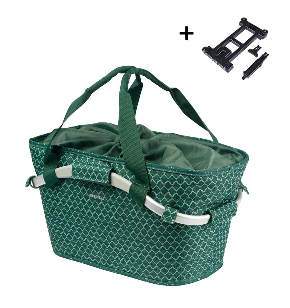 Kosz tylny na bagażnik BASIL FLAIR CARRY ALL REAR BASKET MIK, MIK z adapterem do mocowania (ready to go), 22L, Wodoodporna, Green (NEW)