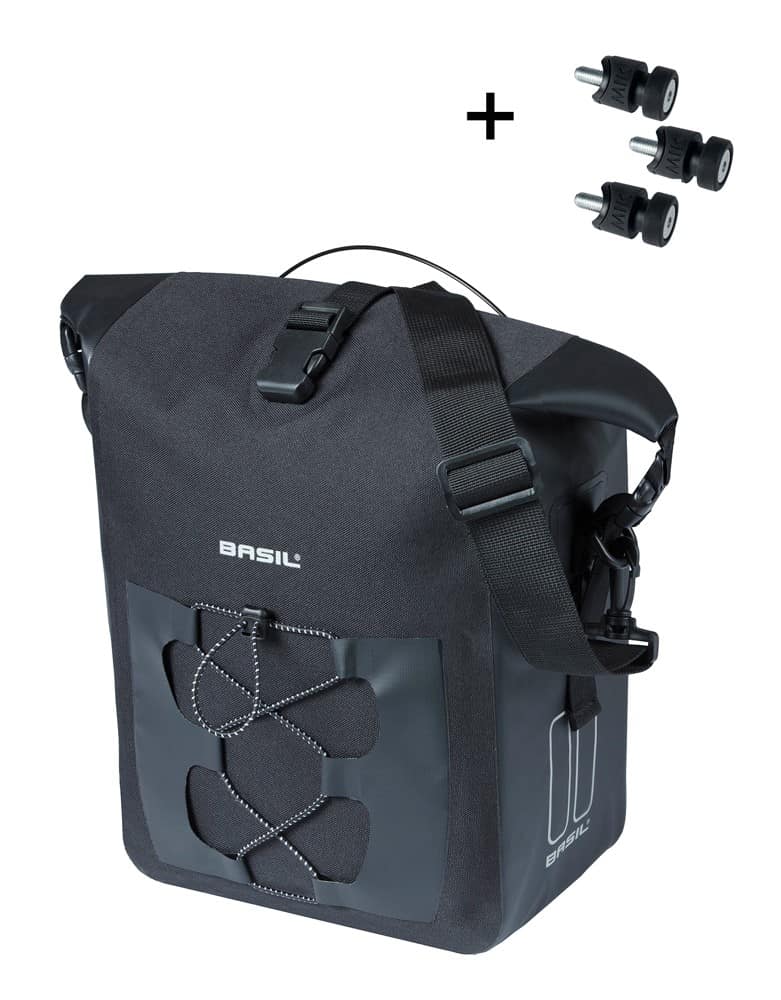 Sakwa pojedyncza BASIL NAVIGATOR M, MIK STUDS, 14L, Wodoodporna, Czarna (WYPRZEDAŻ -50%)