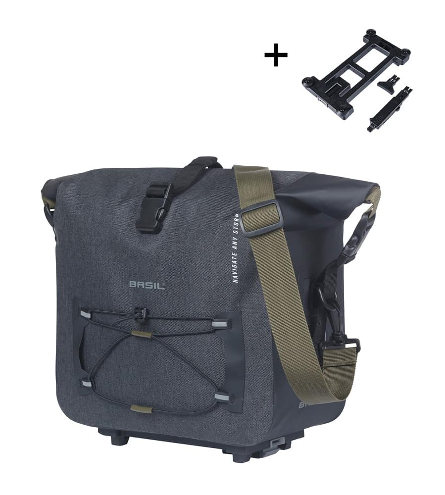 Torba na bagażnik BASIL NAVIGATOR STORM TRUNK BAG, MIK z adapterem do mocowania (ready to go), 13L, Wodoodporna, Czarna (NEW)