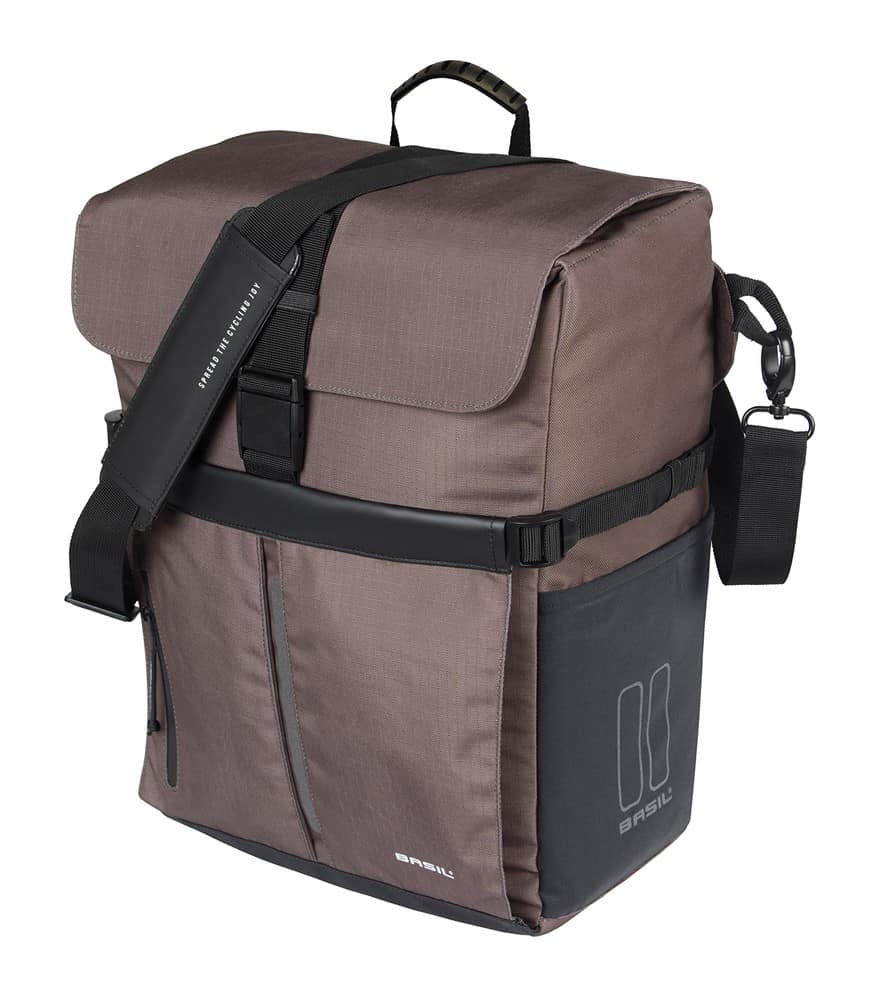 Sakwa pojedyncza BASIL MOVE COMMUTER BICYCLE BAG, MIK HOOKS, 15L, Wodoodporna, Brown (NEW)