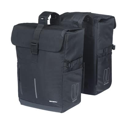 Sakwa podwójna BASIL MOVE DOUBLE BICYCLE BAG, UNIVERSAL BRIDGE, 30L, Wodoodporna, Black (NEW)