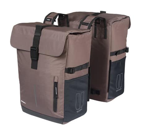 Sakwa podwójna BASIL MOVE DOUBLE BICYCLE BAG, UNIVERSAL BRIDGE, 30L, Wodoodporna, Brown (NEW)