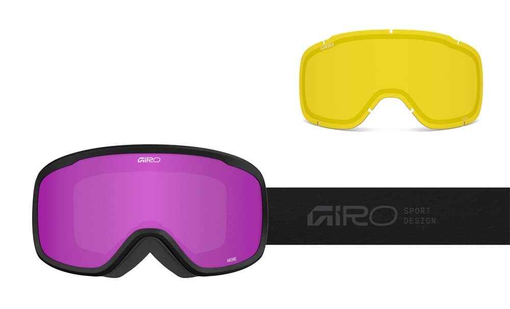 Gogle zimowe GIRO MOXIE BLACK STACKED (Cylindryczne) (szyba AMBER PINK 19-42% S2 + YELLOW 80-99% S0) (NEW 2025/2026).