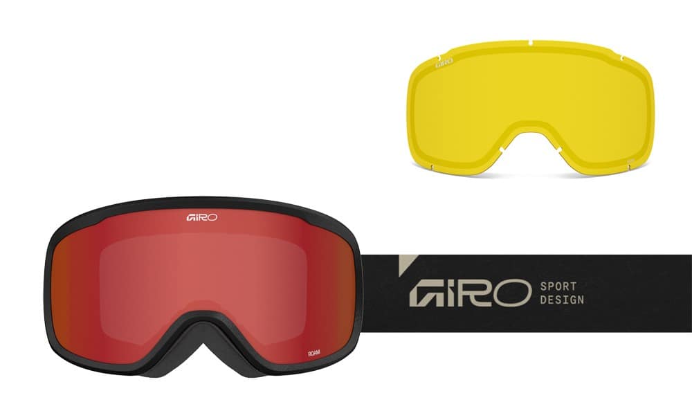 Gogle zimowe GIRO ROAM BLACK STONE STACKED (OTG) (Cylindryczne) (szyba AMBER SCARLET 19-42% S2 + YELLOW 80-99% S0) (NEW 2025/2026)