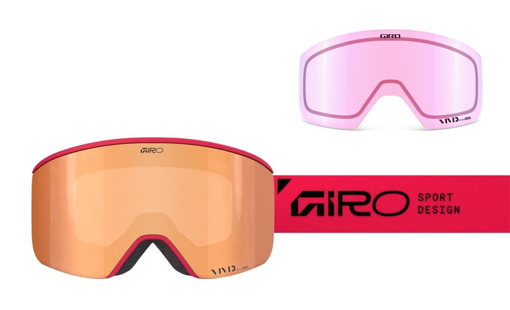 Gogle zimowe GIRO AXIS GLACIER RED STACKED (OTG) (Cylindryczne) (Szyba lustrzana kolorowa VIVID-Carl Zeiss COPPER 19-42% S2 + Szyba lustrzana kolorowa VIVID-Carl Zeiss INFRARED 58% S1) (NEW 2025/2026)