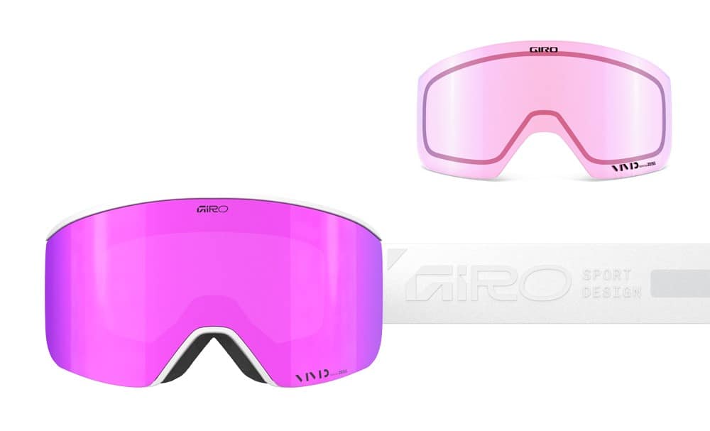Gogle zimowe GIRO ELLA WHITE RAILS (Cylindryczne) (Szyba lustrzana kolorowa VIVID-Carl Zeiss PINK 19-42% S2 + VIVID INFRARED 43-79% S1) (NEW 2025/2026).
