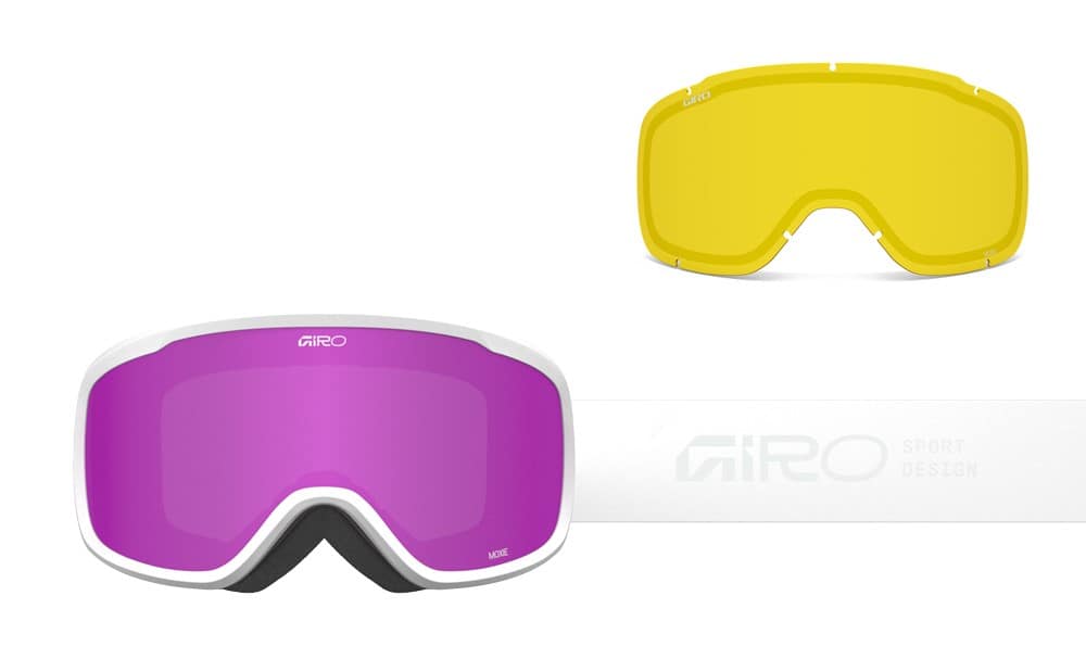 Gogle zimowe GIRO MOXIE WHITE STACKED (Cylindryczne) (szyba AMBER PINK 19-42% S2 + YELLOW 80-99% S0) (NEW 2025/2026).