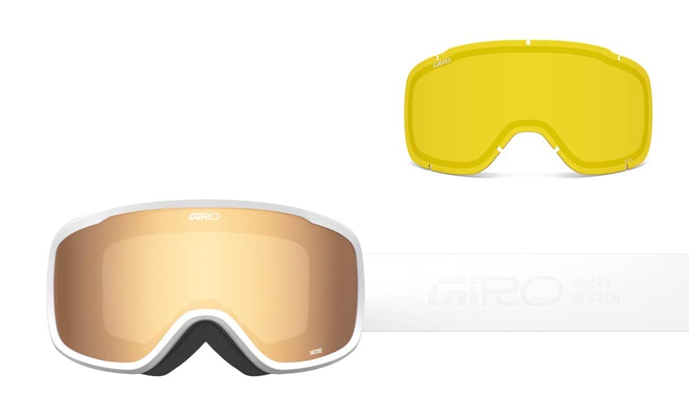 Gogle zimowe GIRO MOXIE WHITE STACKED (Cylindryczne) (szyba AMBER GOLD 19-42% S2 + YELLOW 80-99% S0) (NEW 2025/2026).