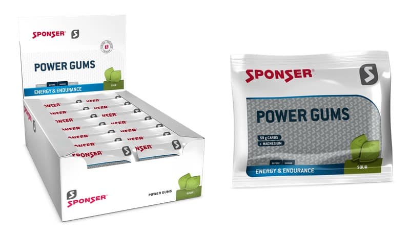 Gumy energetyczne SPONSER POWER GUMS sour łagodny octowo-kwaśny (pudełko 20 saszetek x 75g) (NEW)