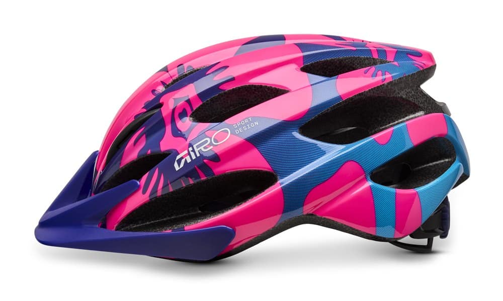 Vaikiškas ir jaunimo šalmas GIRO RAZE rožinis su gėlių raštu, dydis universalus (50-57 cm)