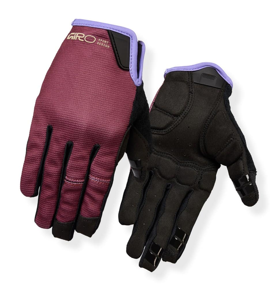 Moteriškos pilnų pirštų pirštinės GIRO LA DND GEL dark maroon, dydis L (delno apimtis 190-204 mm / delno ilgis 185-195 mm)