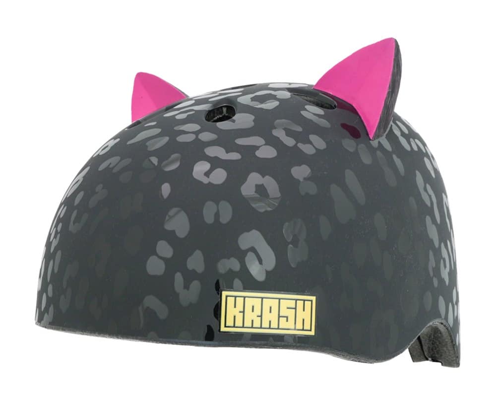 Kask dziecięcy juniorski KRASH LEOPARD KITTY BLACK roz. M YOUTH FS 8+ (54-58 cm) (NEW 2026).