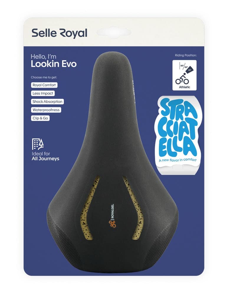 Siodło SELLEROYAL LOOKIN EVO ATHLETIC 45st. STRACCIATELLA żelowe, unisex, 448g (NEW 2026)
