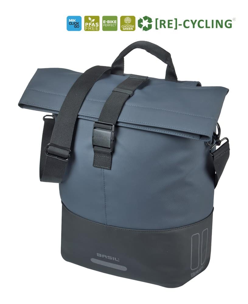 Sakwa pojedyncza BASIL COVE BICYCLE SHOPPER 14-16L, MIK Hooks, navy/black (NEW 2026)
