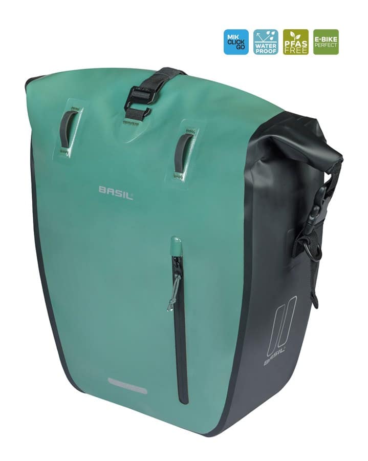 Sakwa pojedyncza BASIL RIVO L SINGLE PANNIER BAG 25-31L, MIK Hooks, wodoodporna, silvergreen/black (NEW 2026)