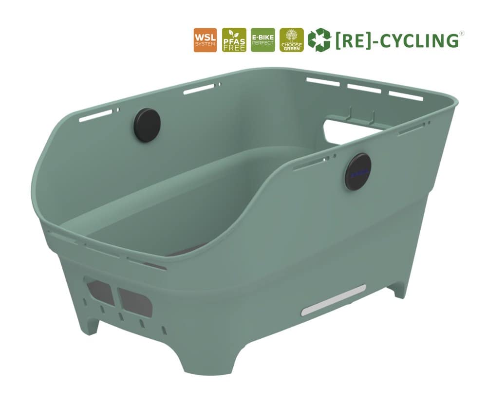 Kosz tylny na bagażnik BASIL CENTO NEO rear bicycle basket, 21L WSL System, silvergreen (NEW 2026)