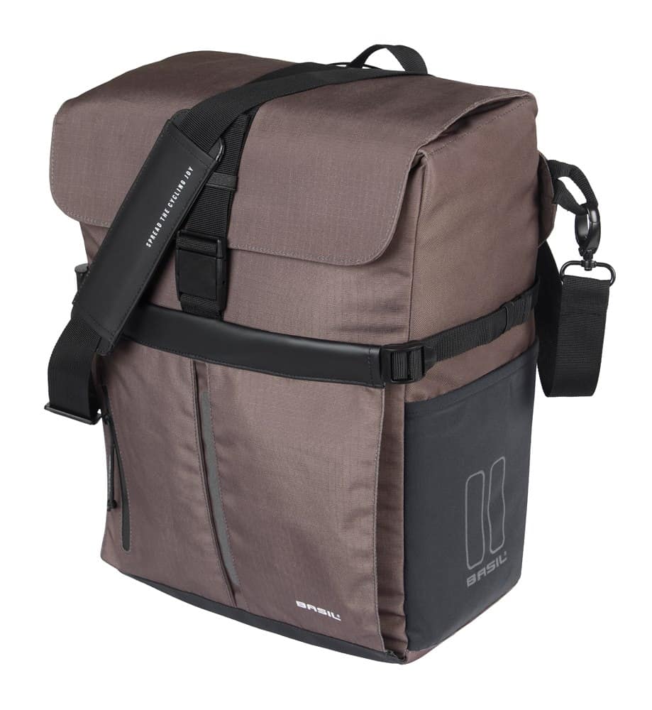 Sakwa pojedyncza BASIL MOVE COMMUTER BICYCLE BAG, MIK STUDS, 15L, wodoodporna, Brown (NEW)